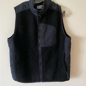 Lands End Fleece and Quilted Vest - Black